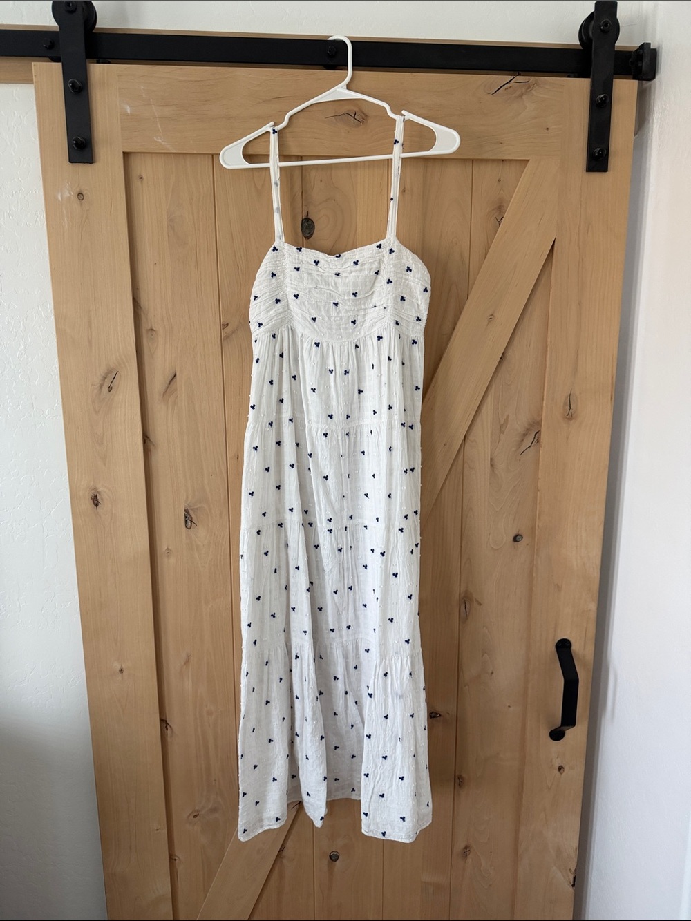 Zara - White Maxi Dress with Navy Print